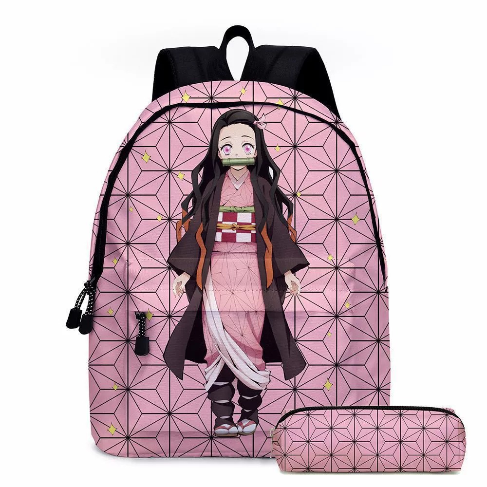 Laptop Accessories Girls - Mochila Anime Demon Slayer com Estojo