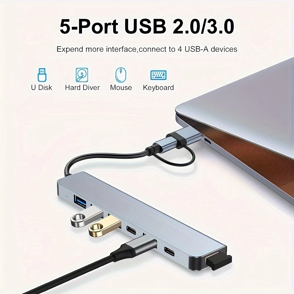 Hub USB3.0 2 em 1 com 7 Portas - Laptop Accessories Macbook avaliação e preço
